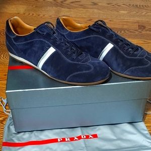 PRADA Suede Men's Navy Shoes